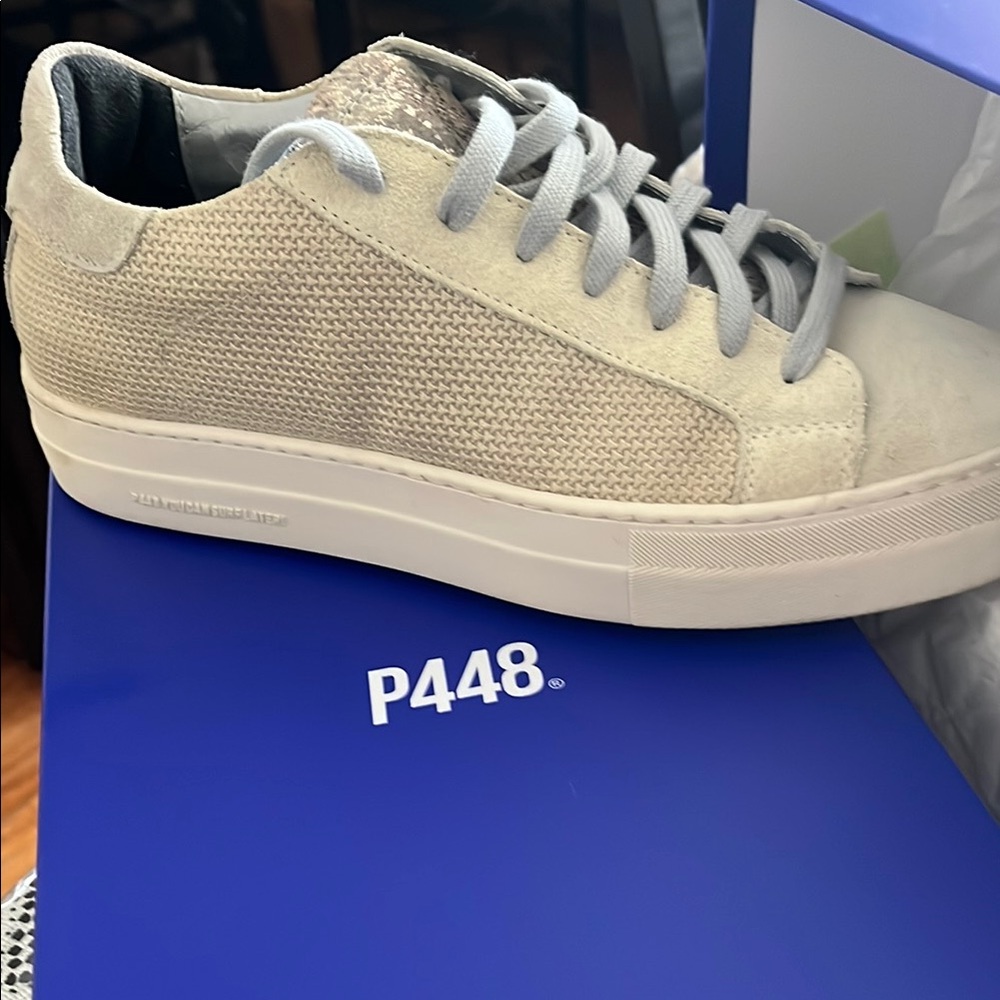 P448 Off-White Sneakers with Gray Accents